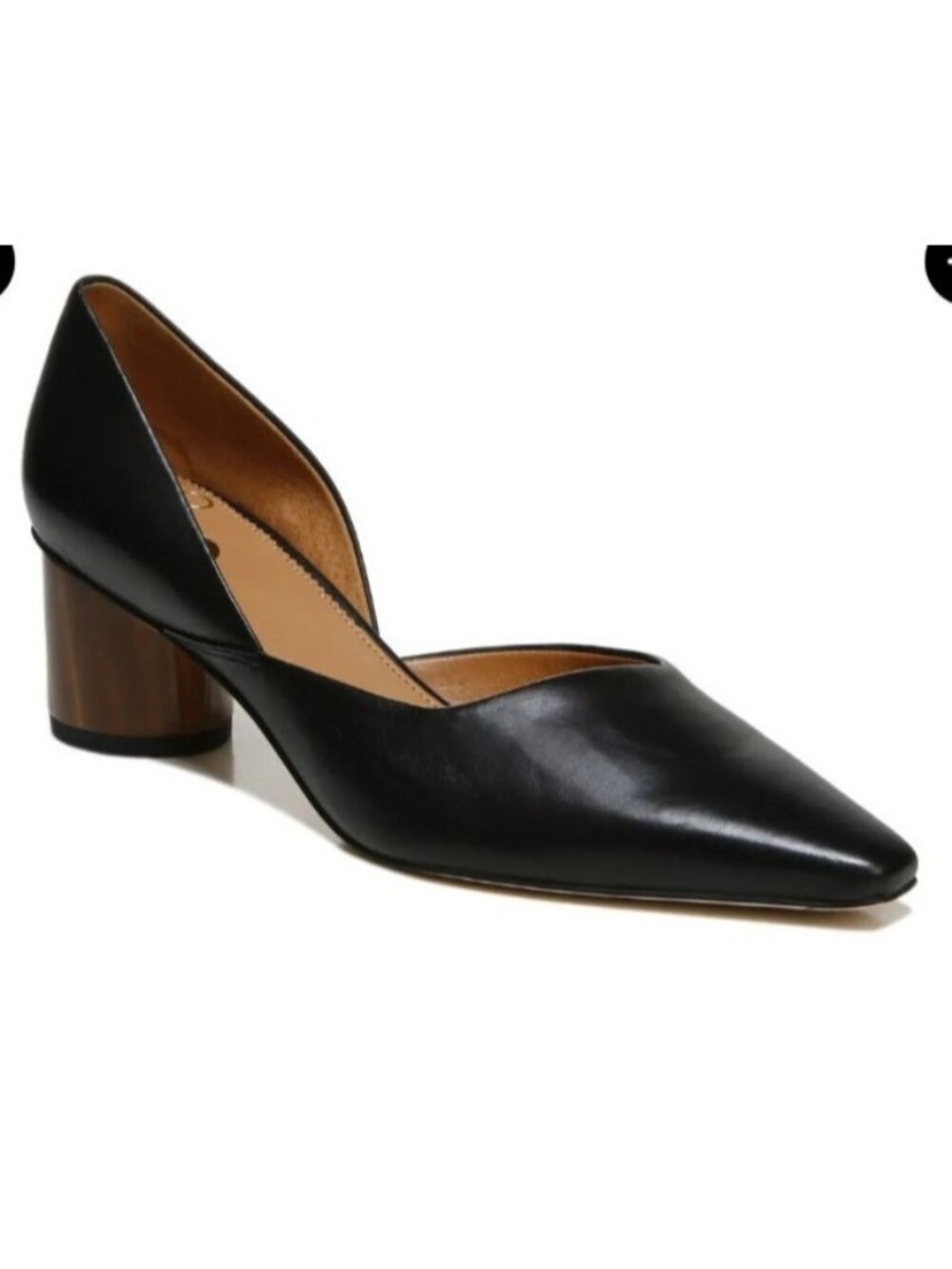 Sarto by Franco Sarto Black Leather D'Orsay Pumps Wood Block Heel US 6.5M